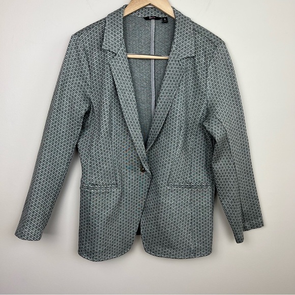Betabrand Transcendent Blazer Jacket Grey Black White Print XL - Picture 10 of 10